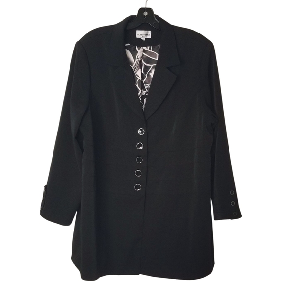 Y2K Basic Minimalist Black Long Blazer Size 20 - Picture 2 of 8